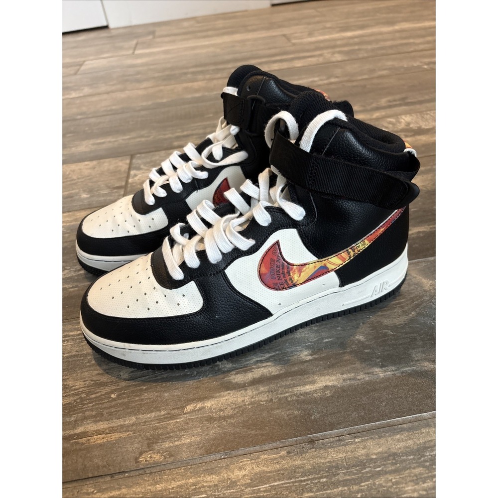 Nike Air Force 1 High LV8 "Vintage Mosaic" Men's Black White Sneaker Sz 10 Retro